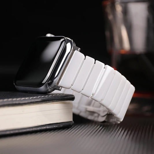 Where Time Meets Luxury - Ceramic Apple Watch Strap - White