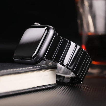 Where Time Meets Luxury - Ceramic Apple Watch Strap - Black
