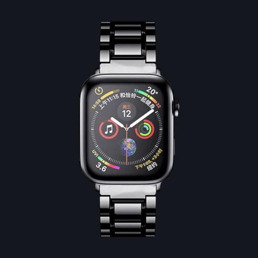 Where Time Meets Luxury - Ceramic Apple Watch Strap - Black - Black