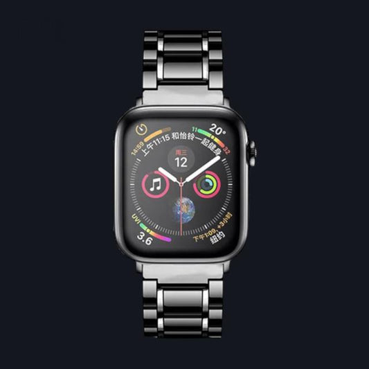 Where Time Meets Luxury - Ceramic Apple Watch Strap - Black - Silver