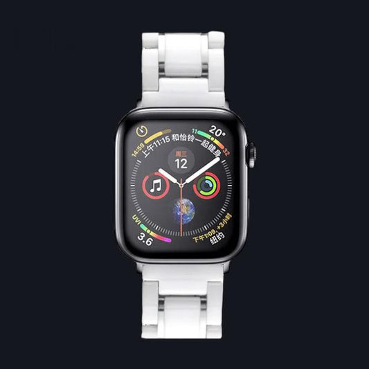 Where Time Meets Luxury - Ceramic Apple Watch Strap - White - Silver