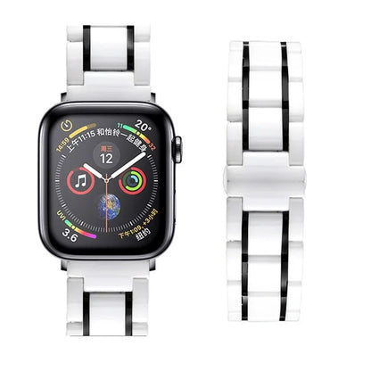 Where Time Meets Luxury - Ceramic Apple Watch Strap - White-Black